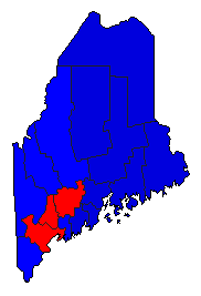 1996 Maine County Map of General Election Results for Senator
