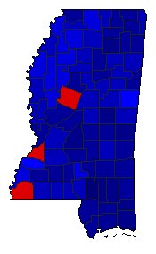 1996 Mississippi County Map of General Election Results for Senator