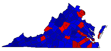 2014 Virginia County Map of General Election Results for Senator
