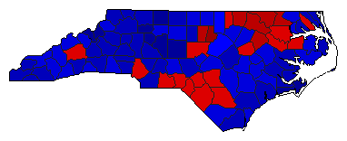 2010 North Carolina County Map of General Election Results for Senator