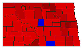 1992 North Dakota County Map of General Election Results for Senator