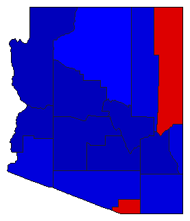 2010 Arizona County Map of General Election Results for Senator