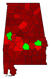1970 Alabama County Map of General Election Results for Lt. Governor