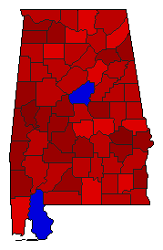 1994 Alabama County Map of General Election Results for Lt. Governor