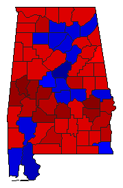 2002 Alabama County Map of General Election Results for Lt. Governor