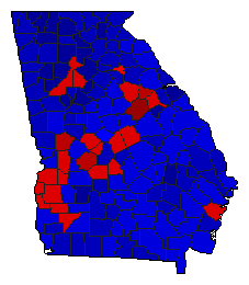 1988 Georgia County Map of General Election Results for President