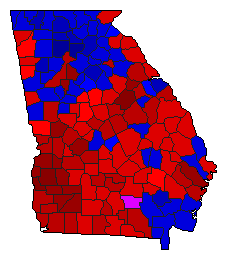 2002 Georgia County Map of General Election Results for Lt. Governor
