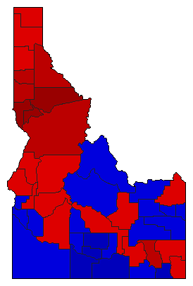 1964 Idaho County Map of General Election Results for President