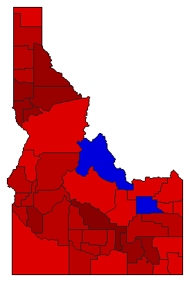 1990 Idaho County Map of General Election Results for Governor