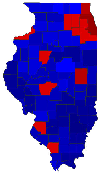 2022 Comptroller General General Election - Illinois Election County Map