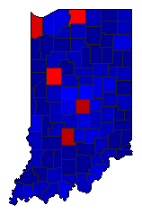 2022 Indiana County Map of General Election Results for Secretary of State