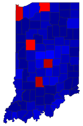 2022 Secretary of State General Election - Indiana Election County Map