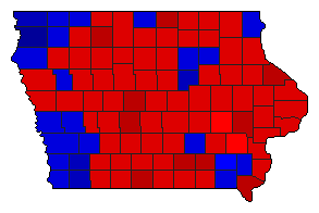 1988 Iowa County Map of General Election Results for President