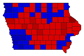 1966 Iowa County Map of General Election Results for Governor