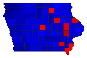 2010 Iowa County Map of General Election Results for Governor