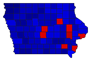 2018 Iowa County Map of General Election Results for Secretary of State