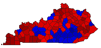 1974 Kentucky County Map of General Election Results for Senator