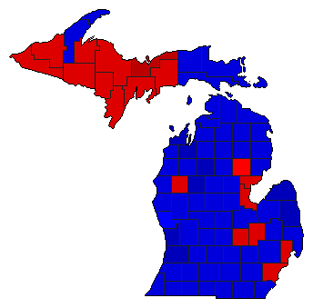 1970 Michigan County Map of General Election Results for Governor