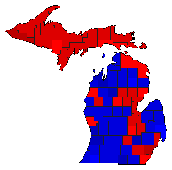 1982 Michigan County Map of General Election Results for Governor