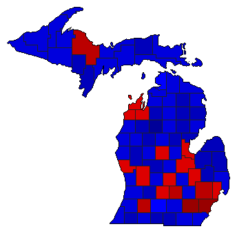 2022 Michigan County Map of General Election Results for Governor