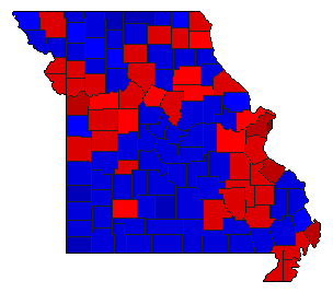 2012 Missouri County Map of General Election Results for Governor