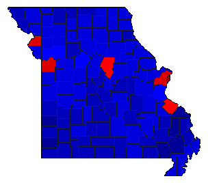 2012 Missouri County Map of General Election Results for Lt. Governor