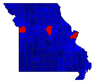 2016 Missouri County Map of General Election Results for Lt. Governor