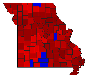 1976 Missouri County Map of General Election Results for Secretary of State