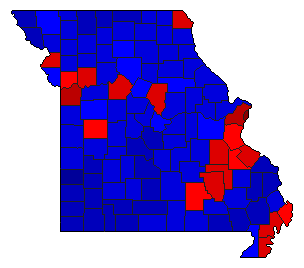 2012 Missouri County Map of General Election Results for State Treasurer