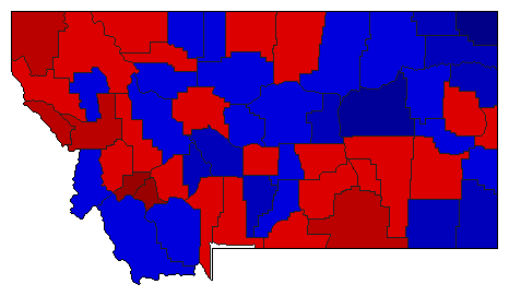 1972 Montana County Map of General Election Results for Governor
