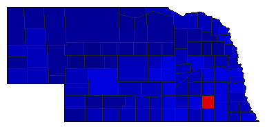 1964 Nebraska County Map of General Election Results for Senator