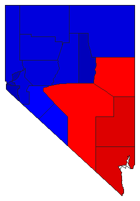 1974 Nevada County Map of General Election Results for Senator