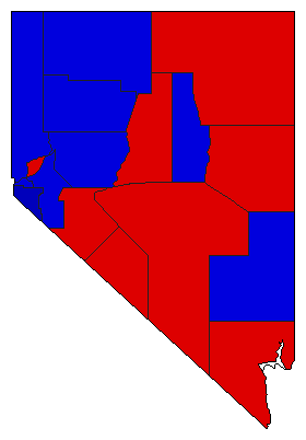 1966 Nevada County Map of General Election Results for Governor