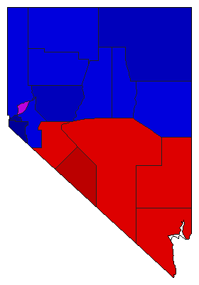 1930 Nevada County Map of General Election Results for State Treasurer