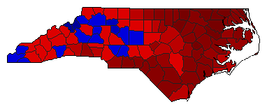 1960 North Carolina County Map of General Election Results for Senator