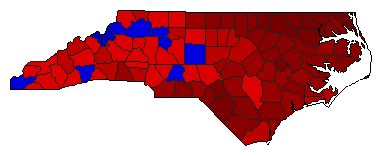 1962 North Carolina County Map of General Election Results for Senator