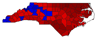 1968 North Carolina County Map of General Election Results for Senator