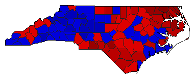 1980 North Carolina County Map of General Election Results for Senator