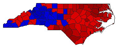 1986 North Carolina County Map of General Election Results for Senator