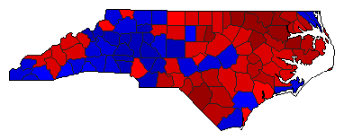2008 North Carolina County Map of General Election Results for Governor