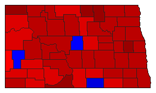 1982 North Dakota County Map of General Election Results for Senator