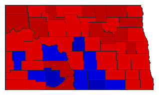 1964 North Dakota County Map of General Election Results for Governor