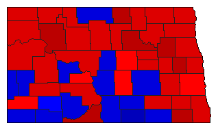 1976 North Dakota County Map of General Election Results for Governor