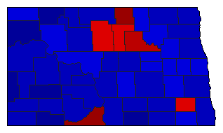 2012 North Dakota County Map of General Election Results for Governor
