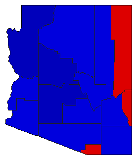 1986 Arizona County Map of General Election Results for Senator