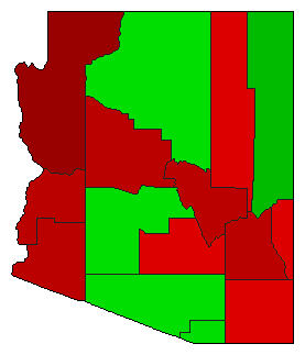 1990 Arizona County Map of General Election Results for Initiative