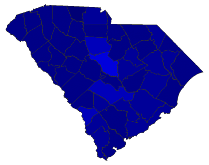 2022 State Treasurer General Election - South Carolina Election County Map