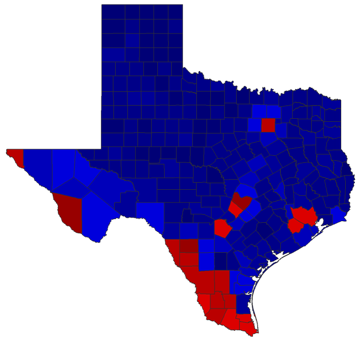 2022 Commissioner of Agriculture General Election - Texas Election County Map