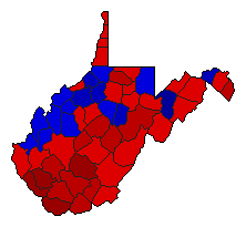 1964 West Virginia County Map of General Election Results for Governor