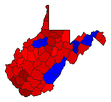 1992 West Virginia County Map of General Election Results for Governor